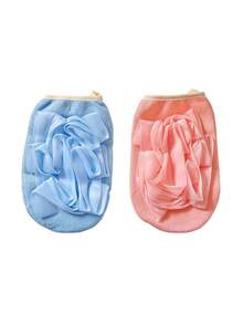 2/1pc 2-In-1 Reversible Exfoliating Bath Glove & Loofah, Dual-Sided Body Scrubber Shower Puff, Bargain Travel Essentials, Gentle Exfoliation Deep Cleansing Dead Skin, Soft Mesh Elastic Strap, Rich Lather Bath Accessory For Women Men Home Daily Use - Multicolor - View 12