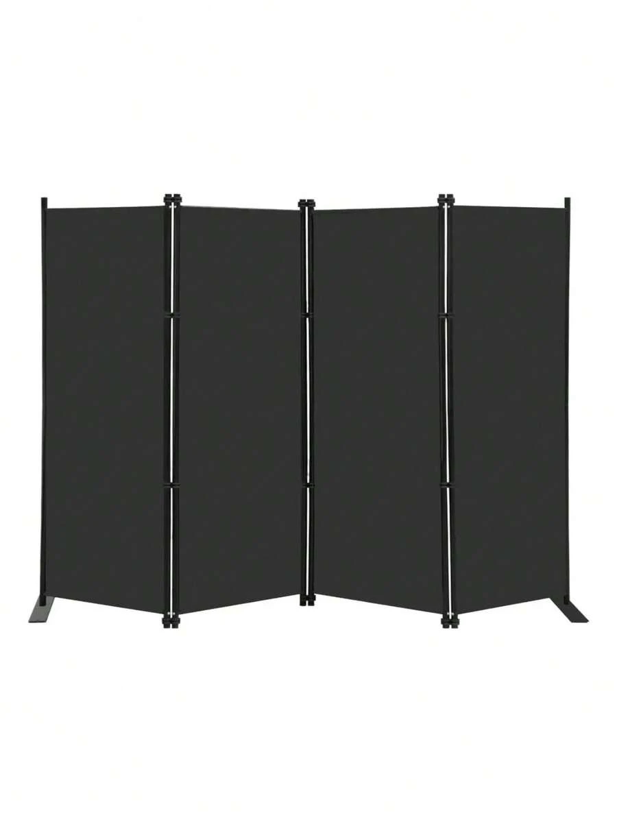 Biombo Separador Portátil Fácil Montaje 4 Paneles Moderno - Negro 1 pieza - Ver 1