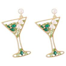 1 Pair Fashionable New Style Personalized High-Heel Cup Stud Earrings Creative Design Geometric Rhinestone Earrings - Multicolor - View 3