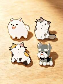 1/4pcs Cartoon Cat Dog Brooch, Exquisite Small Size, Versatile Style, Delicate Craftsmanship, Fade-Resistant, Cute And Youthful, Eye-Catching, Suitable For Sweaters And Shirts - Multicolor - View 3