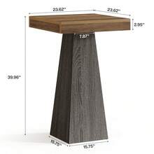 LITTLE TREE Bar Table, 39.96" High Pub Table For Small Space, Home Bar Small Square High Top Unit For Dining, Coffee, Cocktail, Living Room, Kitchen, Vintage Brown & Gray (Only Table) - Màu nâu và xám cổ điển - Xem 4