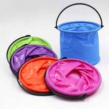 1pc Foldable Small Water Bucket, Soft Rubber Collapsible Portable Bucket, Flexible And Wear-Resistant With Handle, Compressible Storage Space-Saving, Fresh Color, Suitable For Home Cleaning, Camping, Fishing, Outdoor Travel Practical Accessory - Folding Bucket - View 1