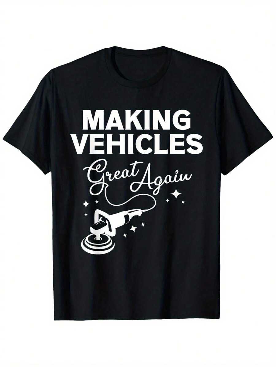 Camiseta para Entusiastas del Detallado de Automóviles, Perfecta para Todos, Cuello Redondo Casual, Mangas Cortas, Ligeramente Elástica, Hecha de 100%, Disponible en Tallas S-XXXL - Negro - Ver 1