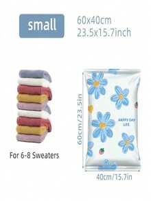 5 Packs Vacuum Storage Bags, Plastic Rectangular Multi-Purpose Bags, Zipper Seal, Moisture-Proof And Airtight, Suitable For Bedding, Pillows, Blankets, Clothes - Save 80% Space, No Electricity Needed,Bedroom Room Decor,Back To School - Blue and White - View 18