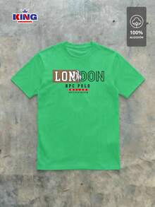 Original HPC POLO T-Shirt With Round Neck And Short Sleeves – Themed Graphic Design "HPC: London England Heritage" – 100% Cotton - 綠色 - 查看 2