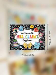 1pc Custom Text Welcome To Classroom Tapestries, Personalized Teacher Name Tapestry, Back To School Gift, Classroom Welcome Sign - Multicolor - View 8