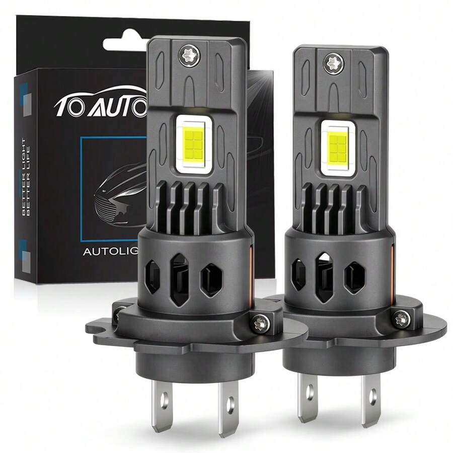 TOAUTO H7 LED Headlight Bulbs 2PCS, 90W 20000LM 6000K White CanBus Error Free, High Low Beam For Socket, Replacement For Car SUV Truck - A - View 1