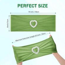 10pcs Spandex Chair Back Decorative Ties, Elastic Chair Bands With Bows And Heart-Shaped Buckle Sliders, For Graduation Season, Prom, Wedding, Party, Banquet Decoration - Mint Green - View 2