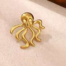 1pc Elegant Unique Creative Versatile Niche Design Small Octopus Ring Suitable For Women's Daily Wear - Gold - View 2