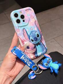 Disney Has Authorized, Phone Case - Chain Set, The Stitch Lilo & Stitch 3D Phone Case Plus A Silicone 3D Stitch Bracelet With Metallic Ring Removable Bracelet, Stitch And Angel Pattern, Compatible With Iphone17/16/15/14/13/12/11/XS/XR/X Plus Pro Max, A Stylish Cartoon Phone Case, The Perfect Gift Choice, Phone Protection, Durable Phone Cover, Great Gift For Friends And Family. - 白色 - 查看 3