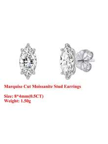 ORSA JEWELS 1對925銀14K金 0.3-1CT D色VVS級馬眼形莫桑石耳釘，經典珠寶，適合女性、男性生日派對與週年紀念 - MOE24 - 查看 17