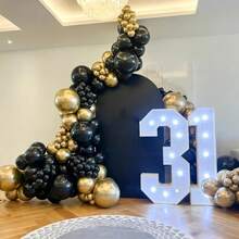 Kit de arco de guirnalda de globos negro y dorado de 130 piezas, globos de látex de 18/12/10/5 pulgadas con materiales de decoración de arco, adecuado para fiestas, graduaciones, celebraciones, bodas, cumpleaños, aniversarios - Conjunto negro y dorado - Ver 9