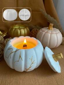 2pcs Halloween Pumpkin Silicone Mold DIY Pumpkin Candle Holder Storage Box Shaping Mold Epoxy Resin Concrete Cement Plaster Casting Mold Holiday Gift Home Decor Handmade Mold - Pumpkin Storage Box - Silicone Mold - View 2