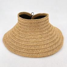 Women's Wide Brim Straw Sun Hat, Foldable & Rollable, UV Protection, Packable Beach Hat With Adjustable Strap, Suitable For Travel, Golf, Gardening, Outdoor - A - View 6