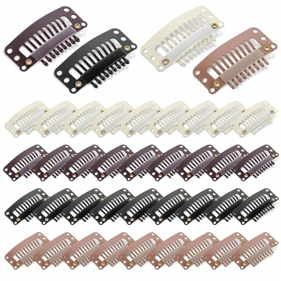 20 piezas de clips para peluca con almohadilla de goma, clips para peluca mejorados de 9 dientes cómodos, adecuados para coser en pelucas, fijar peines de peluca, clips para cabello de peluca, adecuados para mujeres de tamaño pequeño, clips para peluca y accesorios, utilizados para extensiones de cabello de peluca DIY - Clips BB de 9 dientes - Ver 1