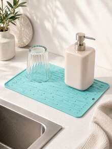 1pc Silicone Drain Mat, 30*20cm Flexible Non-Slip Kitchen Countertop Drying Mat, Multi-Functional Sink Mat Drip Rack, Suitable For Cups, Bowls, Plates, Utensils, Coffee Station Kitchen Accessories And Summer Home Essentials. - View 4