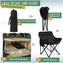 BRS Portable Folding Chair Comfortable Armchair Travel Chair Stool Foldable Camping Chair Folding Beach Chair With Storage Carrying Bag Folding Stool Suitable For Outdoor Camping, Picnic, BBQ, Beach, Yard Garden And Fishing - Multicolor - View 5