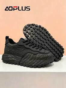 Suburban Outing Casual Sneakers For Men, Wild Simple PU Upper, Suburban Walking Non-Slip Rubber Sole - 黑色 - 查看 5