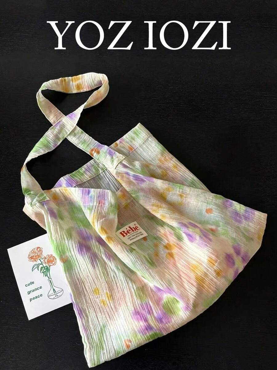 Japanese And Korean Style Ins Gradient Semi-Transparent Canvas Shoulder Bag For Women, Large Capacity Commuter, Outing, Daily Shopping, Niche Design Handbag, Underarm Shoulder Tote Bag, - Multicolor - View 1