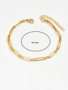 1 pieza Tobillera de cadena geométrica de acero inoxidable minimalista y casual para mujeres, uso diario en la playa y vacaciones - Multicolor - Ver 6