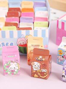 10 PCS - Surprise Fun Erasers - Cute Cartoon Milk Box Shape - Random Styles Sent - Teaching Prizes And Party Gifts, Back To School - Multicolor - View 5