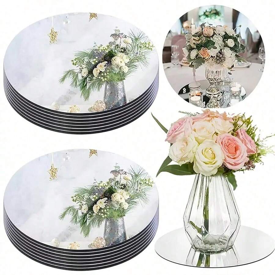 4pcs Acrylic Round Mirror Stickers, Non-Glass Round Mirror Self-Adhesive Mirror Stickers, Easy-Tear Stickers, Removable Decor, Suitable For Living Room, Bedroom And Office, Waterproof And Corrosion-Resistant, Can Be Used For Home Wall Decor Or Wedding Table Centerpiece Decor, Personalized Sticker Mirror Wall Stickers, Room Decor, Wall Mirror, Room Home Decor, Bathroom Decor, Living Room Decor - Round - View 1