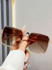 3pcs/1pc Vintage Square Unisex Fashion Classic Style Decorative Fashion Glasses, Bohemian Style, Suitable For Sports, Travel, Festival Outfits, Beach, Driving, Outdoor Wear, Vacation, Street, Sporty Style, Fishing, Streetwear And Accessories, Outdoor Activities, Party - Multicolor - View 8