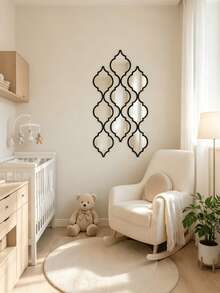 Geometric Wall Mirror Decor, Black Metal Frame, Modern Art Hanging Mirror, Suitable For Nursery, Children's Room Wall Decoration - Black - View 2