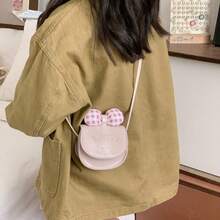Plaid Bow Cat Flap Bag, Cute Fashion Mini Saddle Bag, Stylish Crossbody Bag, Coin Purse, Phone Bag And Crossbody Bag - Multicolor - View 3