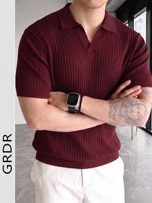 GRDR Men's Solid Color Short Sleeve Knit Top - Burgundy - View 3