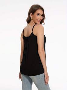 Vislivin Women's Summer Camisole With Built-In Bra - Seamless Sleeveless Top, Soft And Loose Camisole With Adjustable Straps, Elegant And Comfortable Blouse For Casual Wear - 黑色 - 查看 3