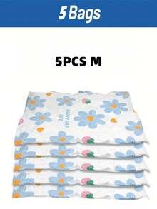 5 Packs Vacuum Storage Bags, Plastic Rectangular Multi-Purpose Bags, Zipper Seal, Moisture-Proof And Airtight, Suitable For Bedding, Pillows, Blankets, Clothes - Save 80% Space, No Electricity Needed,Bedroom Room Decor,Back To School - Blue and White - View 16