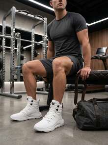 Men's Leather Sneakers Ranclafe 7033 Mid-Top Casual Gym Training Urban Comfortable - Putih - View 6