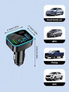 XF.Meraki 1pc Multi-Port 3PD 2USB Car Charger, Fast Charging PD QC3.0 USB-C Car Phone Charger With Type-C Adapter, Supports Simultaneous Fast Charging Of Multiple Devices With Computer Display And Real-Time Digital Display, Car - 5-in-1 Car Charger - View 7