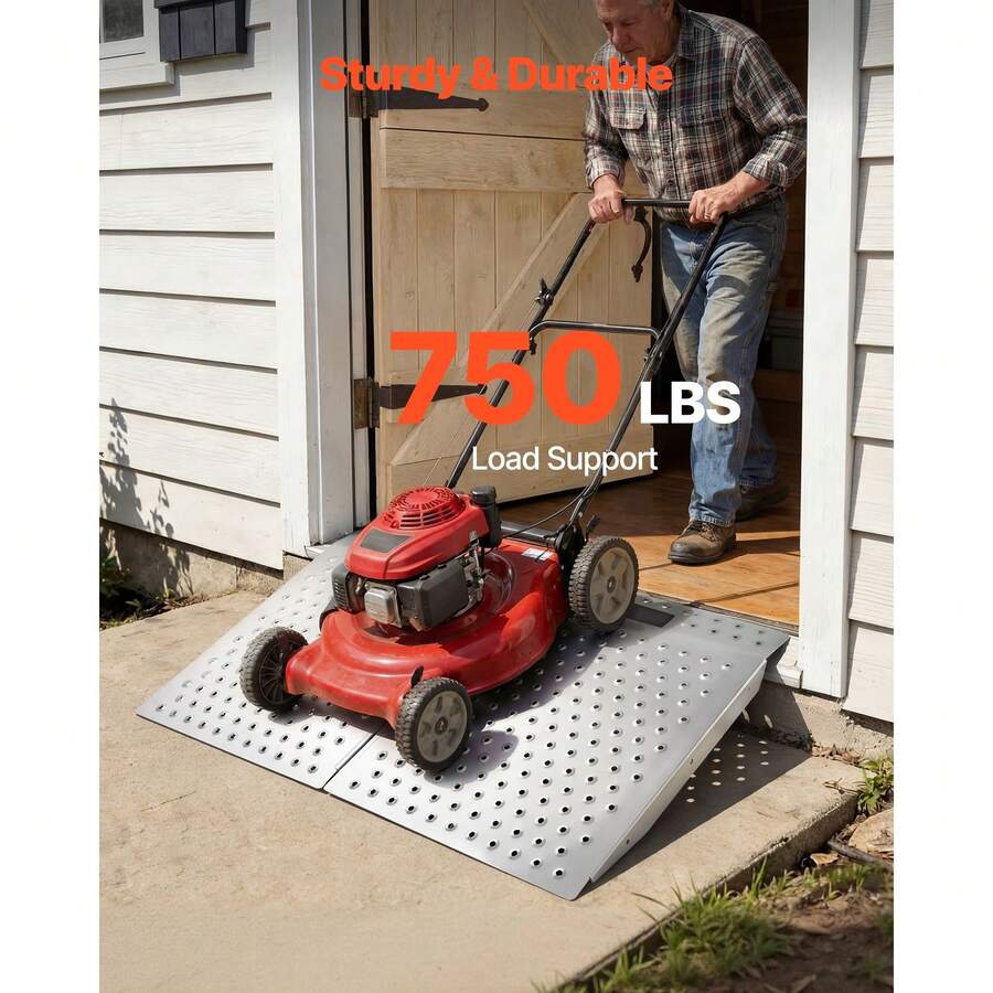 Threshold Ramp For Doorways, 29.5 X 24.3 In, Platform Aluminum Wheelchair Ramp, Non-Slip Door Threshold Ramps, 750 Lbs Load Capacity, For Home Steps, Curbs, Wheelchairs, Walkers, Scooter, Carts - 29x24 Inch - View 1