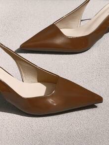 NobleVue Damen High Heel Pumps, Spitze Zehen High Heels, Mode Stilettos, Slingback Slingback Sandalen, Kitten Heels - Khaki - Übersicht 5