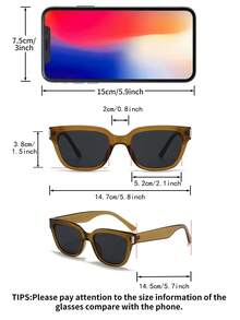 1 Pair Men's Tea-Colored Cat Eye Frame Vintage Versatile Street Style Fashion Glasses - Brown - View 4