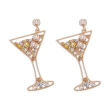 1 Pair Fashionable New Style Personalized High-Heel Cup Stud Earrings Creative Design Geometric Rhinestone Earrings - Multicolor - View 5