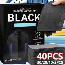 黑色衣物染料 40/30/20/10/2入組 衣物彩繪染料 洗衣機染料配件 用於T恤修補黑色褪色衣物，適用於所有洗衣機與洗衣精的織物染料片，洗衣用品 - 多色 - 查看 11