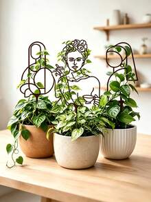 4件/1件 人形剪影植物攀爬架組，鍛鐵植物支撐架，線條藝術金屬攀爬藤蔓支撐樁，戶外花園裝飾植物架，陽台窗台花卉攀爬架，藝術家居裝飾植物愛好者禮物，室內綠色植物栽培花園植物支撐 - A - 查看 8