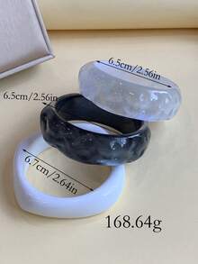 3pcs/Set Fashion Vintage Bohemian Thick Multi-Layer Multicolor Acrylic Bangle Set For Women, Couples, Party, Daily Wear, Luxury High-End - Multicolor - View 3