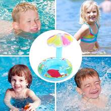 Asiento Inflable para Piscina con Forma de Hongo Azul, Flotador Inflable de PVC para Niños de 1 a 3 Años, Anillo de Natación con Bomba de Pie - 1 - Ver 7