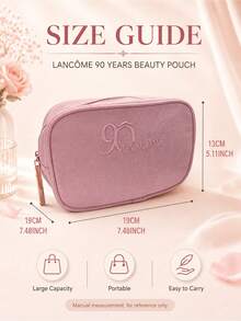 Lancôme 粉色化妝包，13*9cm，柔軟霧面粉色紋理布料，分層設計，可收納化妝品與護膚品，輕巧便攜，適合個人使用或送禮 - 粉色 - 查看 11