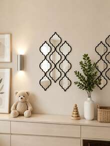 Geometric Wall Mirror Decor, Black Metal Frame, Modern Art Hanging Mirror, Suitable For Nursery, Children's Room Wall Decoration - Black - View 3