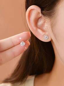 1pc New Style Wrap Earring Screw Twist Ear Bone Stud, Niche Luxury Personalized Minimalist Versatile Exquisite Ear Jewelry - Silver - View 3
