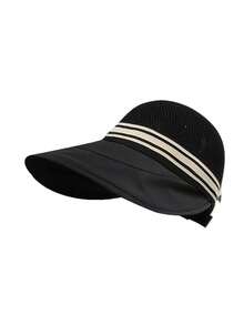 1pc Large Wide Brim Bucket Hat With Adjustable Chin Strap, Elegant Solid Color, UV Protection Sun Hat, Foldable Lightweight And Portable - Multicolor - View 14