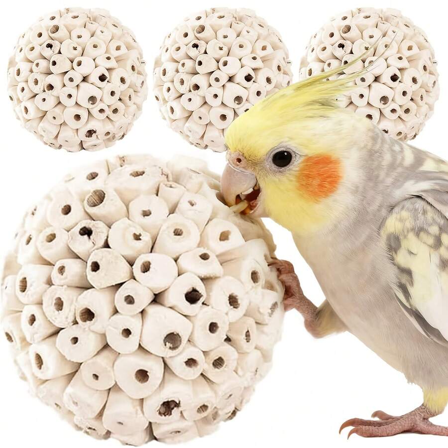 1/3/5/10個天然鳥類咀嚼球,鸚鵡喙部修剪玩具,緩解無聊,適用於虎皮鸚鵡和其他小型寵物鳥,寵物鳥用品,鳥類配件,鳥籠玩具 - A+B - 查看 1