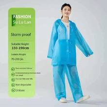 1pc Set Raincoat + Pants Unisex Raincoat And Single Piece Full Body Raincoat. Reusable. Extra Long And Extra Large, Lightweight Material. Suitable For Outdoor Leisure, Hiking, Cycling And Outdoor Activities, Portable Use, Multiple Colors Available - Women's Raincoat - View 12