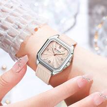 CURREN Women's Elegant Minimalist Quartz Watch, Rectangular Dial, Silicone Strap, Formal Wristwatch - Multicolor - View 8