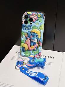 Disney Has Authorized, Phone Case - Chain Set, The Stitch Lilo & Stitch 3D Phone Case Plus A Silicone 3D Stitch Bracelet With Metallic Ring Removable Bracelet, Stitch And Angel Pattern, Compatible With Iphone17/16/15/14/13/12/11/XS/XR/X Plus Pro Max, A Stylish Cartoon Phone Case, The Perfect Gift Choice, Phone Protection, Durable Phone Cover, Great Gift For Friends And Family. - 白色 - 查看 5
